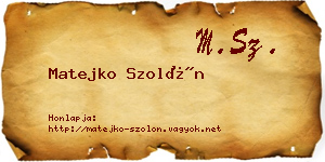 Matejko Szolón névjegykártya